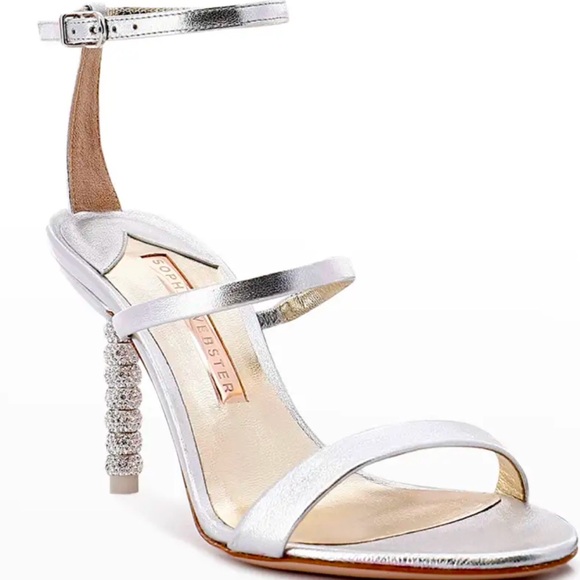 🌺SOPHIA WEBSTER🌺 Rosalind Metallic Crystal-Heel Sandals size 37 - Picture 3 of 17